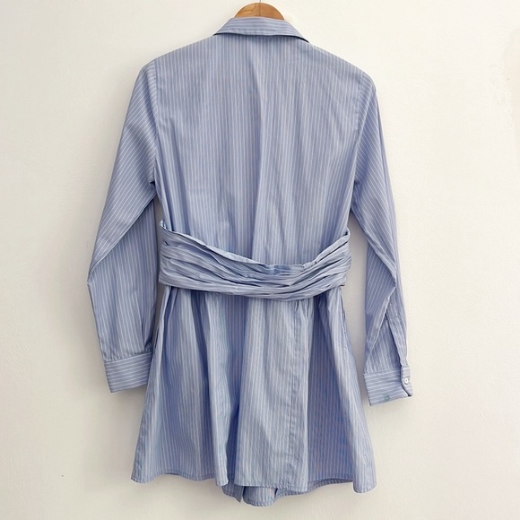 Sovere Evermore Corset Shirt Dress Blue White Striped Mini Dress - Picture 13 of 16